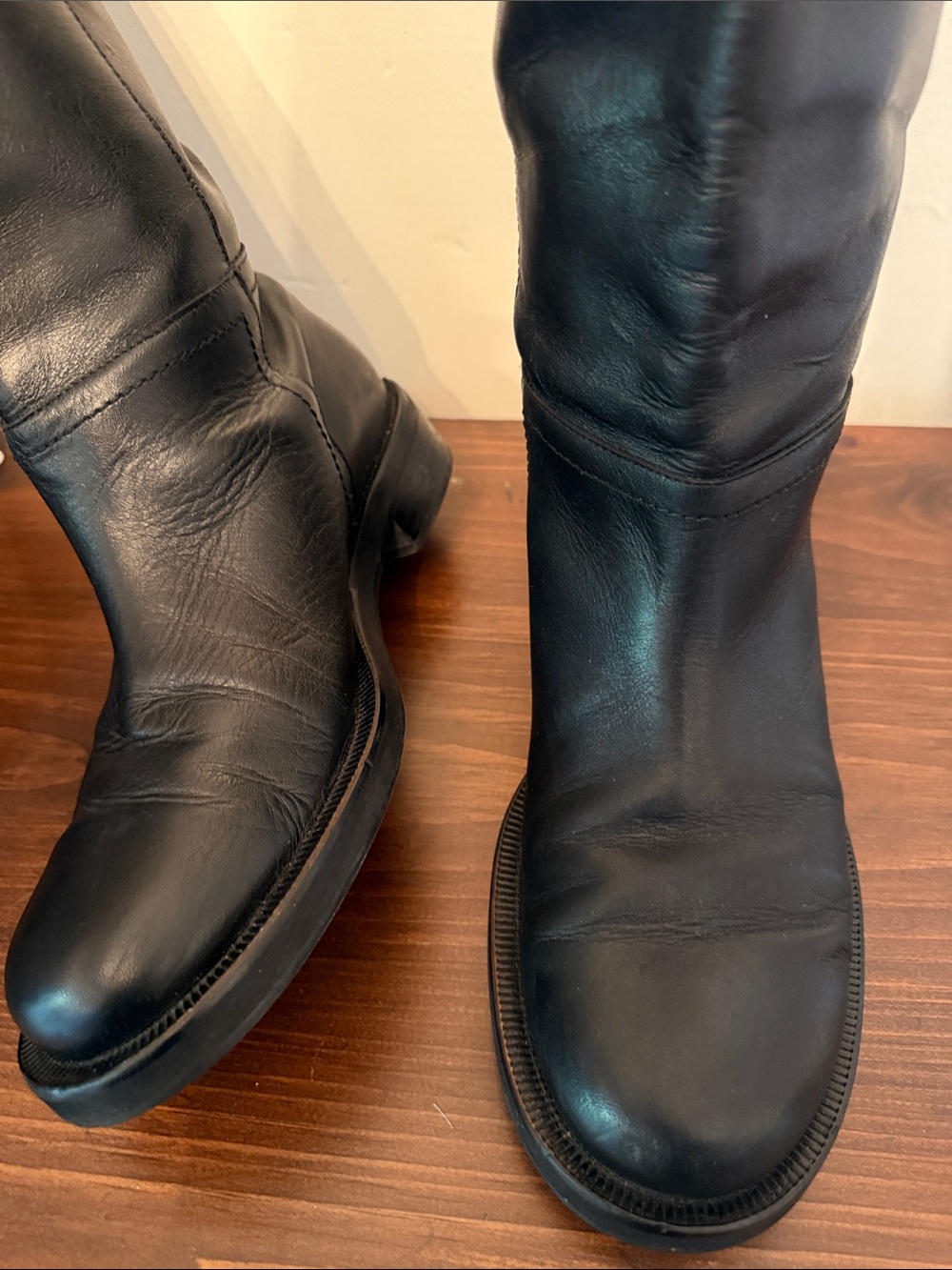 Zara Black Leather Tall Equestrian Riding Boots Size 40 US 9 - Picture 4 of 16